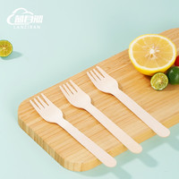 蓝自然 LANZIRAN 一次性叉子水果叉 木叉 100只/包 可降解餐具