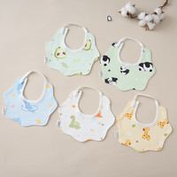 倍丝柔 新生儿口水巾男女宝宝围嘴兜儿童防水吐奶垫巾小婴儿纯棉夏季薄款 5条装