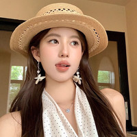 半日逅屿原生冷茶法式花朵长款耳环女夏天高级感轻奢度假耳饰 925银针款一对装