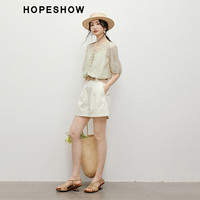 红袖复古雪纺衬衫2025夏季女装【墨染霓裳】晕染插肩系带圆领上衣 纸莎草色3214 XL