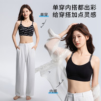 俏爱缇孙怡同款可外穿果冻条软支持内衣女字母肩带美背心式文胸罩