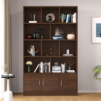 誉享之家书架置物架落地简易多层客厅靠墙储物柜简约书本收纳架子家用书柜 柜门款 160*24*180暖白色