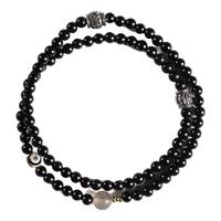 珥柒高油紫光檀原创灰玛瑙回纹珠【夜中星三圈小众文艺古风手串男 黑檀三圈复古手串【6mm】