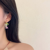 珥柒夏日新款小清新彩色花朵吊坠耳钉文艺气质甜美蚊香盘无耳洞耳 【1617】彩色花朵蚊香盘耳夹