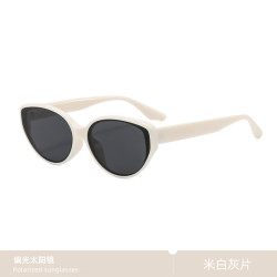 mikibobo 摩登猫眼偏光太阳镜 C4032 米白灰片
