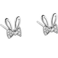 琪苗芃999纯银耳钉女免摘养耳洞耳环小巧精致耳饰少女时尚百搭耳针 兔子耳钉一对【999足银】