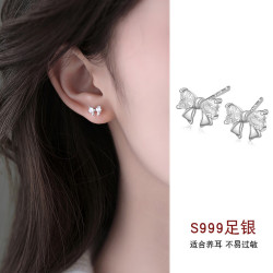 琪苗芃 999纯银蝴蝶结耳钉女小众设计高级感耳环2026养耳洞气质耳饰 【999银】蝴蝶结耳钉