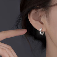 琪苗芃 纯999足银耳钉女 碎银子耳钉-银色【999银针】