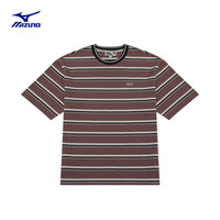Mizuno美津浓春夏男子圆领宽松条纹短袖T恤HERITAGE系列 L