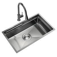 悍高(HIGOLD)黑钛纳米阶梯式加厚304不锈钢手工水槽窄边洗菜盆洗碗池厨房水槽 680*430MM-配09款枪灰抽拉龙头