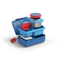 OmieBox 儿童保温餐盒304不锈钢保温饭盒 学生上班族便当盒户外餐盒 蓝色