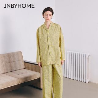 JNBYHOME江南布衣25春全棉翻领衬衫家居服套装睡衣格纹长袖女