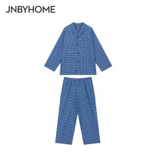 JNBYHOME江南布衣25春全棉翻领衬衫家居服套装睡衣格纹长袖女