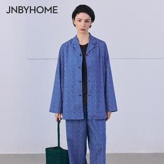 JNBYHOME江南布衣25春全棉翻领衬衫家居服套装睡衣格纹长袖女