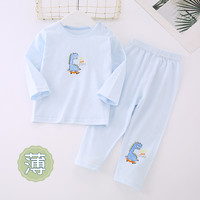 贝贝和熊熊 宝宝纯棉长袖睡衣夏季薄款男童家居服儿童空调服套装女童衣服春夏
