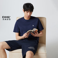 【凉感】杰克琼斯男装2025年夏季纯色打底衫刺绣短袖男款T恤 190/108A/XXL E38藏蓝色