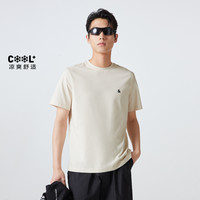 【凉感】杰克琼斯男装2025年夏季纯色打底衫刺绣短袖男款T恤 180/100A/L E40黑色