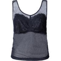 夏.娃.之.秀吊带背心女内搭外穿运动短款打底上衣透气蕾丝内衣女打底衣 黑色(款1) M