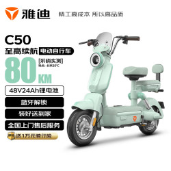 雅迪 冠能 C50 超长续航电动自行车 千代绿
