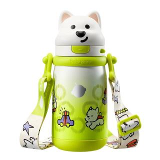 babycare 西高地保温杯学饮儿童宝宝上学水壶吸管直饮杯外出6月+-大青