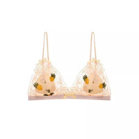 KJ 超薄法式内衣女三角杯刺绣蕾丝无钢圈文胸套装 10102200025019