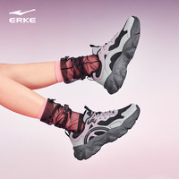 鸿星尔克萌爪休闲鞋夏季透气女鞋轻便厚底运动鞋百搭增高鞋子 007黑土地/云雾灰 36