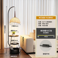 杜君 中古落地灯客厅沙发边几氛围灯法式复古卧室床头柜置物架一体台灯 铁艺桌面+12瓦暖光