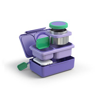 OmieBox 儿童保温餐盒304不锈钢保温饭盒 学生上班族便当盒户外餐盒 紫色