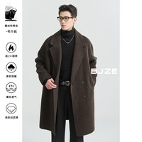 伯爵卓尔高端定织牦牛绒羊毛混纺双面呢大衣男中长款2024秋冬 夜霜灰 （牦牛绒款） L