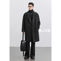 伯爵卓尔高端定织牦牛绒羊毛混纺双面呢大衣男中长款2024秋冬 燕麦奶 （牦牛绒款） S