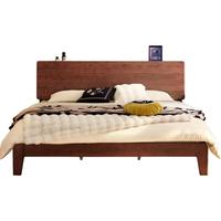 林氏家居全实木床胡桃木色双人床1.8米2米橡木床北欧风主卧大床LH586A1-A 排骨架北美橡木全实木床 1.8x2.0米 排骨架|北美橡木|全实木床