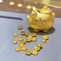 SOM 老凤凰黄金小金猪存金罐 999足金生肖猪摆件 黄金金豆1粒