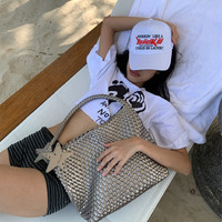 ECODAY 织纹理 大容量 中号 香槟色 女士单肩包