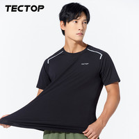 TECTOP/探拓夏季冰丝速干T恤男吸汗透气圆领户外运动衣短袖打底衫 经典黑 3XL