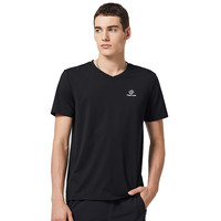 TECTOP/探拓户外春夏季棉质T恤男短款透气柔软印花上衣宽松大码 黑色 2XL