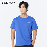 TECTOP/探拓休闲纯色棉质T恤男圆领短袖透气速干衣运动上衣 【女款】天空蓝 M