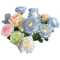 盛世泰堡 仿真花玫瑰花束绢花塑料花客厅装饰摆件插花瓶手捧花5支