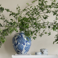 若奈 Rinoart 东方巴黎 Grisaille 青花瓷 大肚容福 新中式花瓶 高级感 玄关摆件