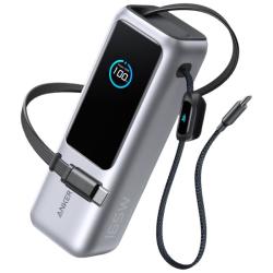 Anker 高功率大容量 移动电源 自带线  25000mAh 银色