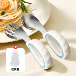 宝宝勺子婴儿学吃饭训练自主进食勺子软柄硅胶辅食勺儿童叉勺专用