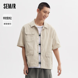 森马短袖衬衫男多口袋工装oversize夏衬衣凉感易打理101324104114