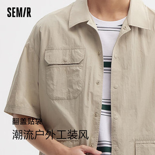 森马短袖衬衫男多口袋工装oversize夏衬衣凉感易打理101324104114