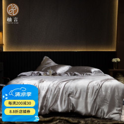 柚言 黄金丝蚕丝被 全真丝面料桑蚕丝被芯 220*240cm 4斤 品味经典灰