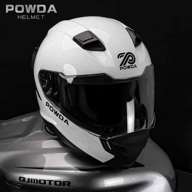 POWDA 摩托车全盔覆盖式 3C ECE DOT认证 亮白