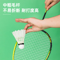 得力羽毛球耐打防风稳定训练用球鸭毛鹅毛室外比赛球拍运动球 【组合装】3只鹅毛+3只尼龙-赠手胶 单只装