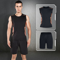 路伊梵 LEFAN 健身跑步运动套装篮球速干衣健身房短袖晨跑训练服装男春夏