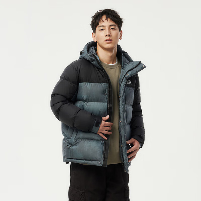 坦博尔 户外羽绒服男士短款拼接连帽休闲保暖冬季外套TAF530337D