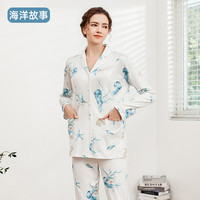 JOYNCLEON【清仓】月子服哺乳睡衣套装孕产妇睡衣衣裤套装产后家居服 海洋故事 XL码