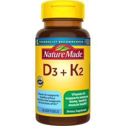 天维美 维生素 D3 K2骨骼牙齿肌肉和机体抵抗支持的膳食补充剂30粒