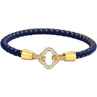 周大生四叶草藏蓝金丝手绳轻奢小众中性手链送女友生日礼物 四叶草藏蓝金丝手绳 15cm